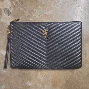 YSL Cassandre Matelasse Black Quilted Document Holder